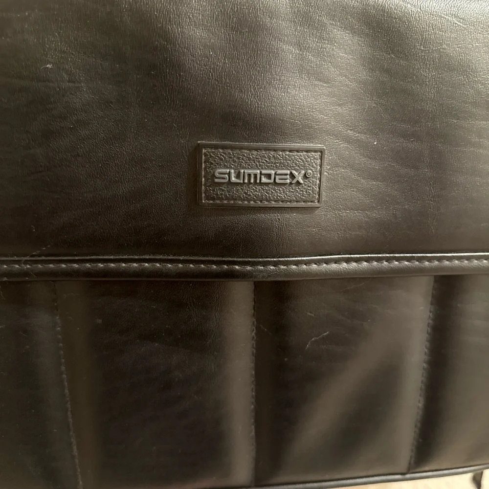 SUMDEX High Quality Thick Black Leather Shoulder Travel Laptop Messenger Bag